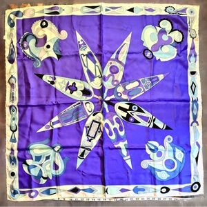 Vintage Emilio Pucci Purple and Blue Silk Scarf
